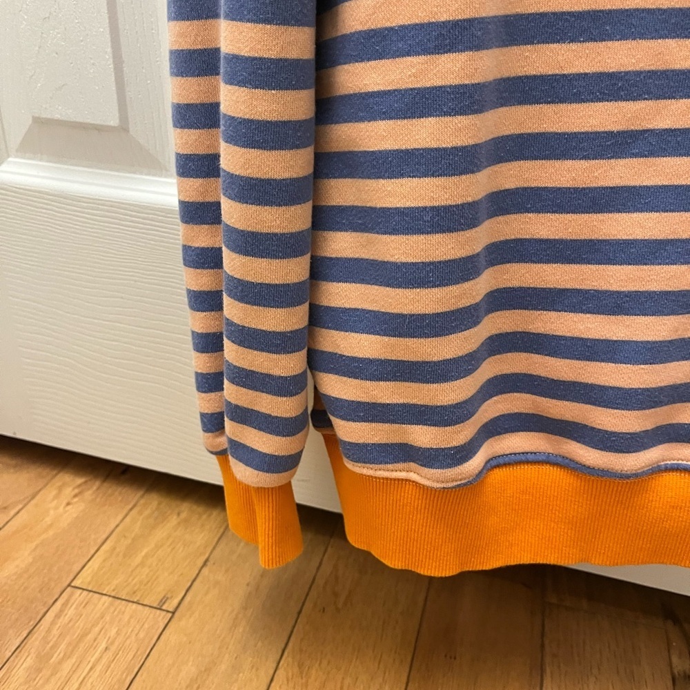 Large XLarge Blue Orange Striped Sweatshirt - Picture 3 of 4